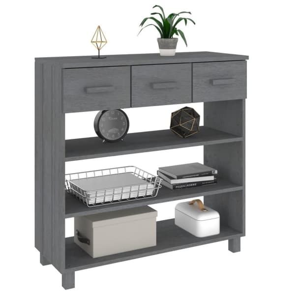 vidaXL konsolbord HAMAR 90x35x90 cm massivt fyrretræ mørkegrå