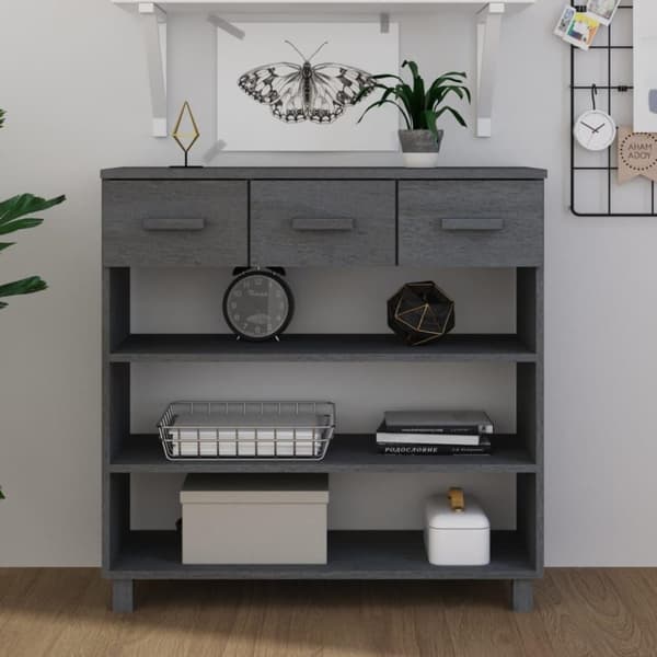 vidaXL konsolbord HAMAR 90x35x90 cm massivt fyrretræ mørkegrå