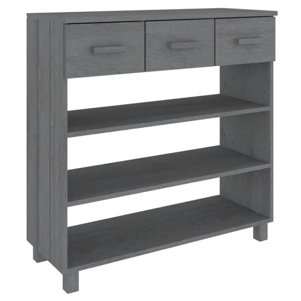vidaXL konsolbord HAMAR 90x35x90 cm massivt fyrretræ mørkegrå