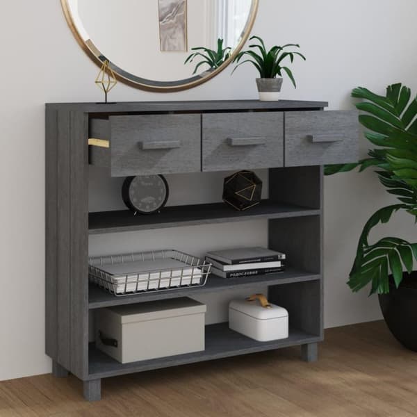 vidaXL Konsollbord HAMAR mørkegrå 90x35x90 cm heltre furu