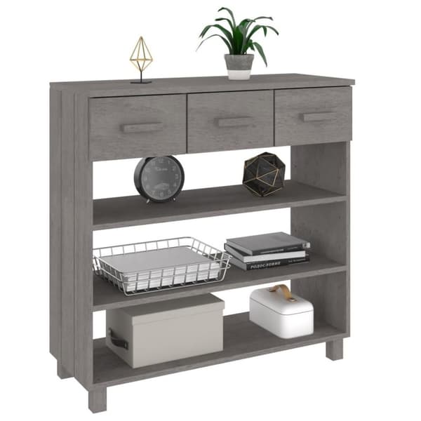 vidaXL konsolbord HAMAR 90x35x90 cm massivt fyrretræ lysegrå