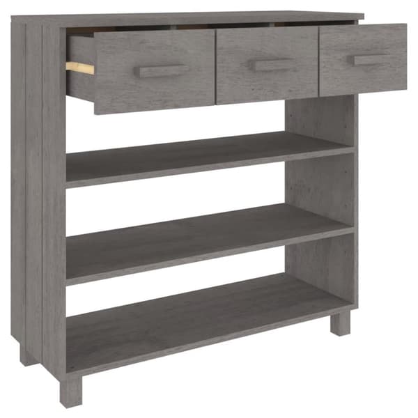 vidaXL konsolbord HAMAR 90x35x90 cm massivt fyrretræ lysegrå