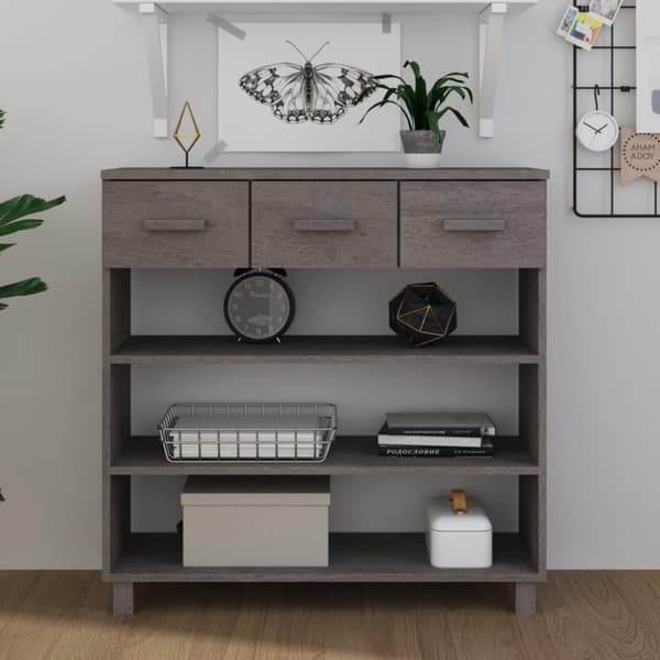 vidaXL konsolbord HAMAR 90x35x90 cm massivt fyrretræ lysegrå