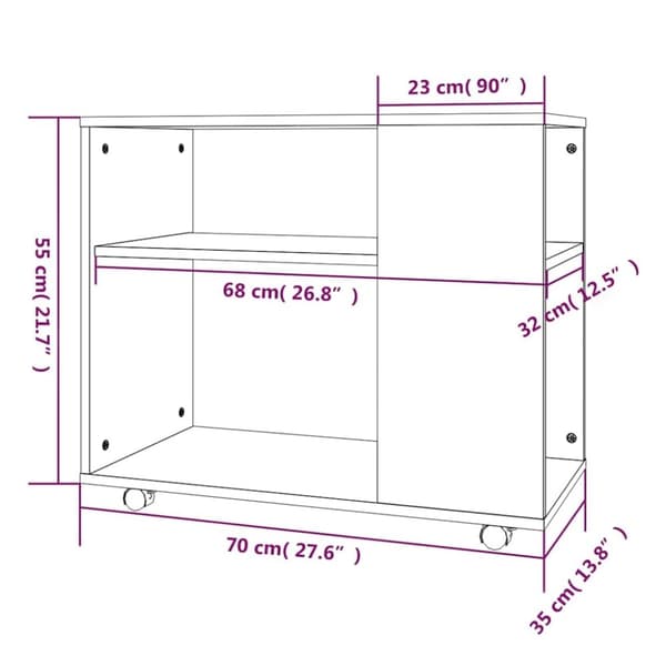 vidaXL Soffbord rökfärgad ek 70x35x55 cm konstruerat trä