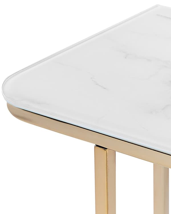 Konsolbord Hvidguld Hærdet glasstål 100 x 33 cm Marmoreffekt Glam Moderne Stue Soveværelse Gang