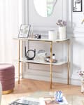 Miniatyrbillede 2 af 8: Konsolbord Hvidguld Hærdet glasstål 100 x 33 cm Marmoreffekt Glam Moderne Stue Soveværelse Gang