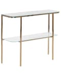 Miniatyrbillede 1 af 8: Konsolbord Hvidguld Hærdet glasstål 100 x 33 cm Marmoreffekt Glam Moderne Stue Soveværelse Gang