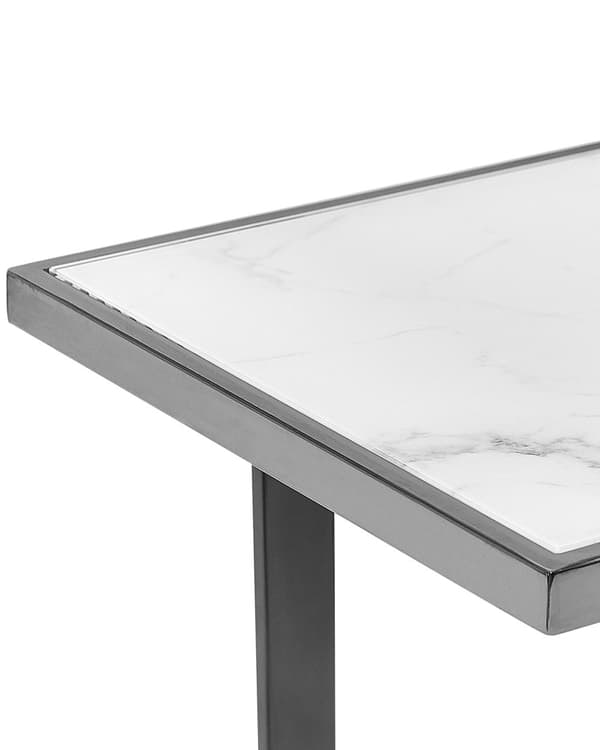 Konsolbord Hvid Sølv Hærdet Glas Stål 120 x 40 cm Marmoreffekt Glam Moderne Stue Soveværelse Entre