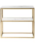 Miniatyrbillede 4 af 7: Konsolbord Hvid med Guld Hærdet Glas Rustfrit Stål 80 x 30 cm Hylde Rektangulær Glam Marmor Effekt Moderne Stue Soveværelse Entre