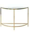 Miniatyrbillede 4 af 7: Konsolbord Hvid med Guld Hærdet Glas Rustfrit Stål 111 x 36 cm Halvmåne Glam Moderne Stue Soveværelse Gang