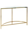 Miniatyrbillede 5 af 7: Konsolbord Hvid med Guld Hærdet Glas Rustfrit Stål 111 x 36 cm Halvmåne Glam Moderne Stue Soveværelse Gang