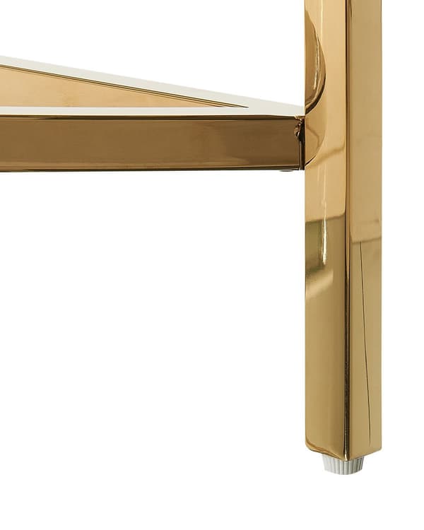 Konsolbord Hvid med Guld Hærdet Glas Rustfrit Stål 111 x 36 cm Halvmåne Glam Moderne Stue Soveværelse Gang