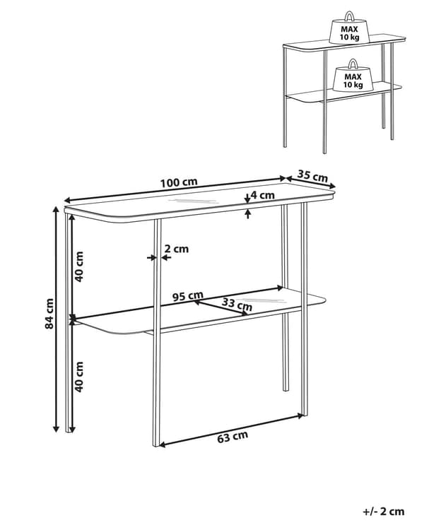 Konsolbord Hvid Sølv Hærdet Glas Stål 100 x 33 cm Marmoreffekt Moderne Stue Soveværelse Gang
