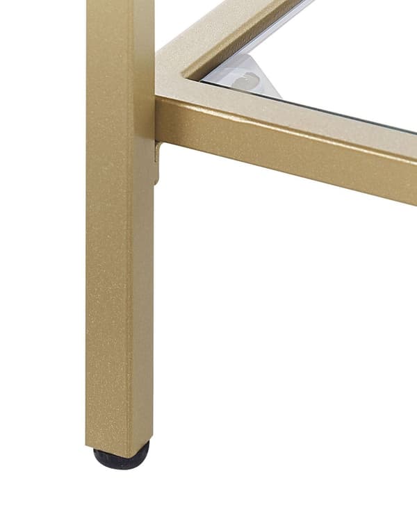 Guld Konsol Glas Hærdet Metal 100 x 30 cm med 2 Hylder Rektangulært Sofabord Moderne Glamour Stil Stue Soveværelse Korridor