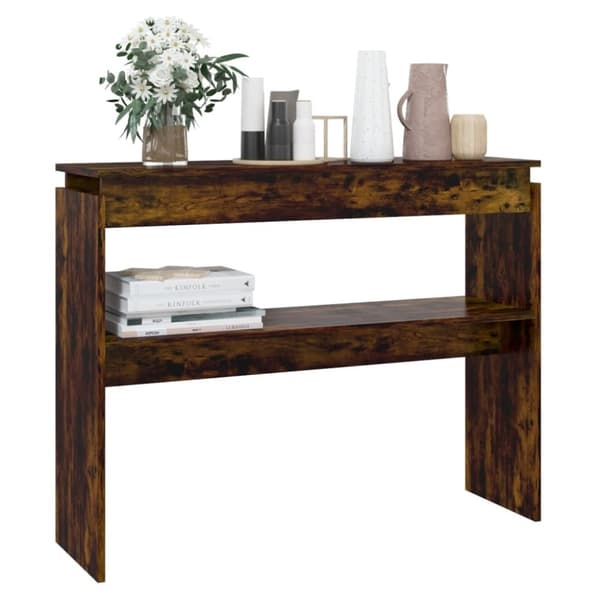 vidaXL konsolbord 102x30x80 cm konstrueret træ røget egetræsfarve