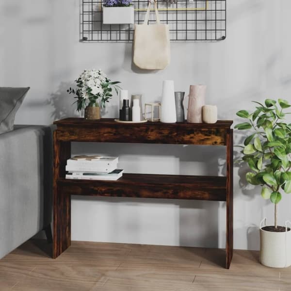 vidaXL konsolbord 102x30x80 cm konstrueret træ røget egetræsfarve