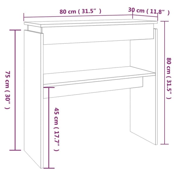 vidaXL Avlastningsbord rökfärgad ek 80x30x80 cm konstruerat trä
