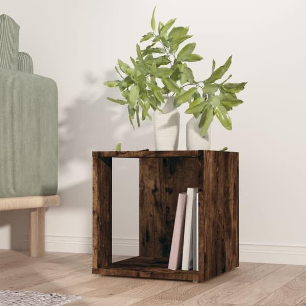 vidaXL sidebord 33x33x34,5 cm konstrueret træ røget egetræsfarve
