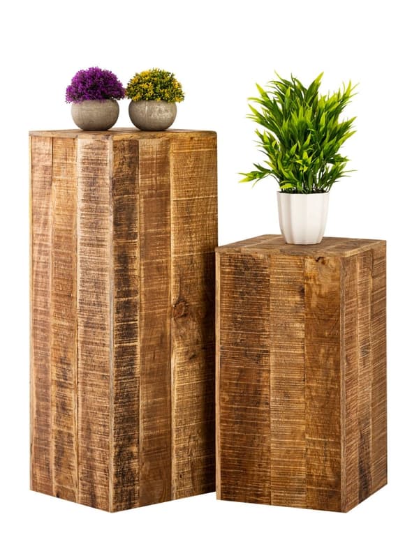 Blomsterpall 27×27 avföring trä växt stativ -sidobord fyrkant mango trä