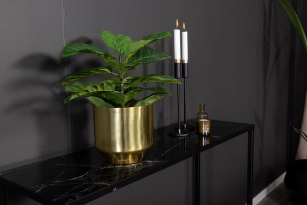 Dipp konsolbord 30x100 cm glas sort marmor dekor.
