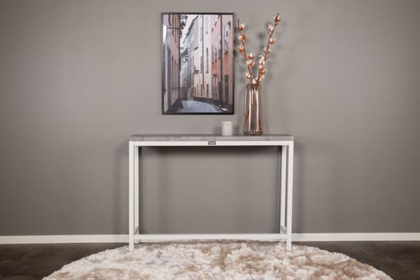 Rise avlastningsbord 30x110 cm betong dekor, vit.