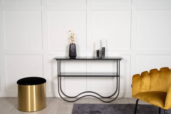 Wavy konsolbord med hylde 34x117 cm sort.