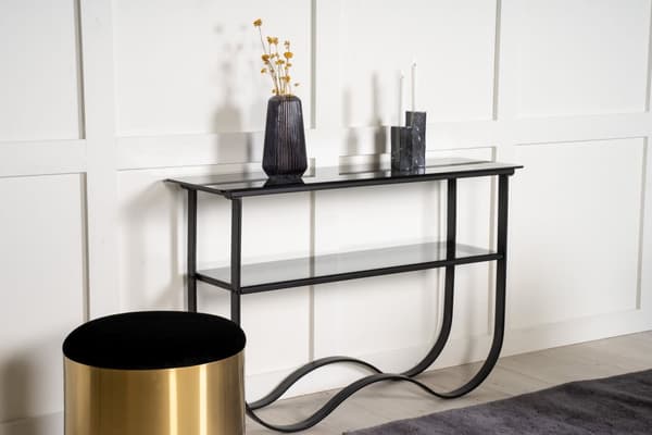 Wavy konsolbord med hylde 34x117 cm sort.