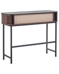 Pikkukuva 7 / 10: Konsolipöytä tumma puu musta 100 x 82 x 35 cm lastulevy teräs liukuovet retro moderni
