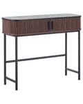 Pikkukuva 1 / 10: Konsolipöytä tumma puu musta 100 x 82 x 35 cm lastulevy teräs liukuovet retro moderni