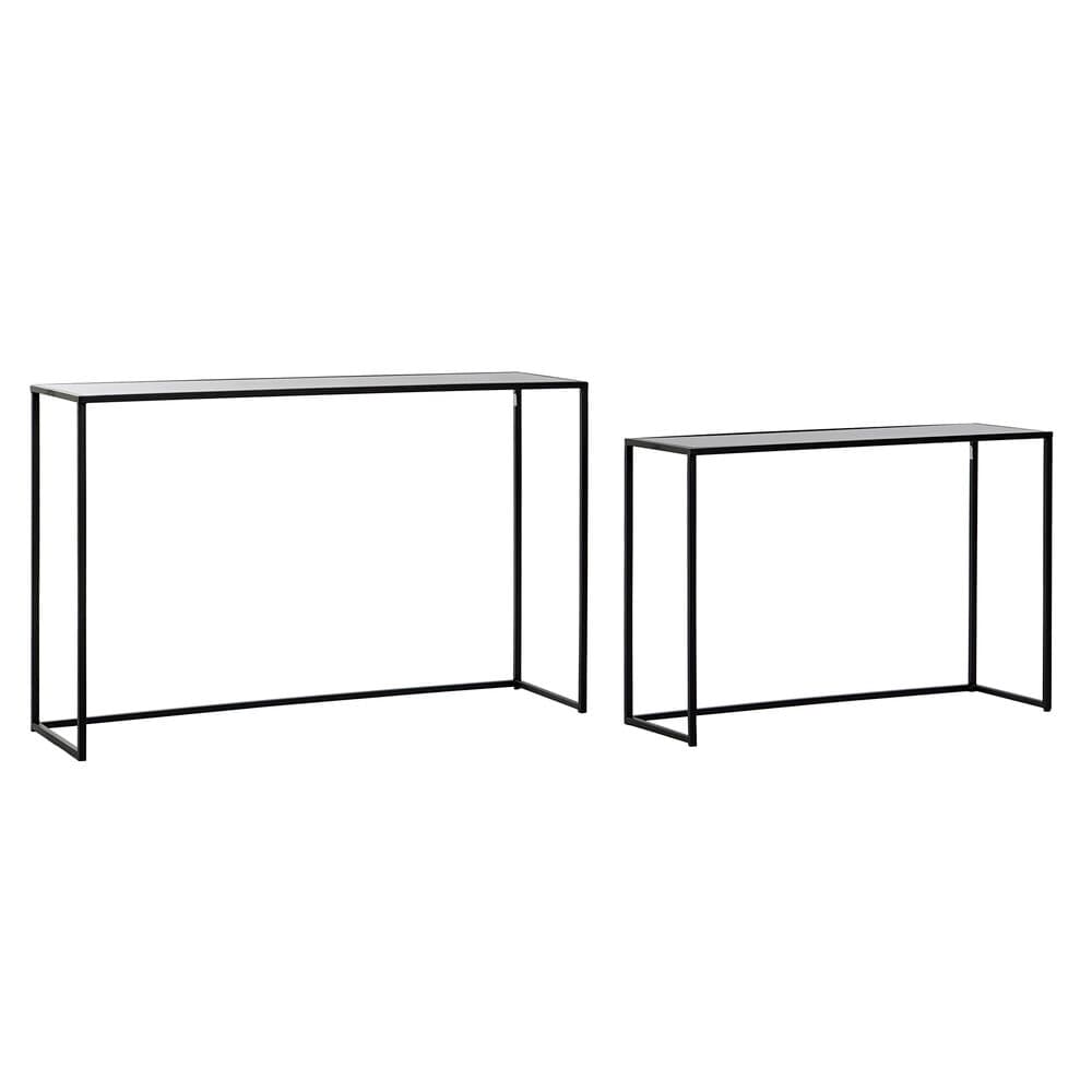 Konsol DKD Home Decor Glas Svart Metall (100 x 30 x 65 cm) (80 x 25 x 55 cm) (2 pcs)