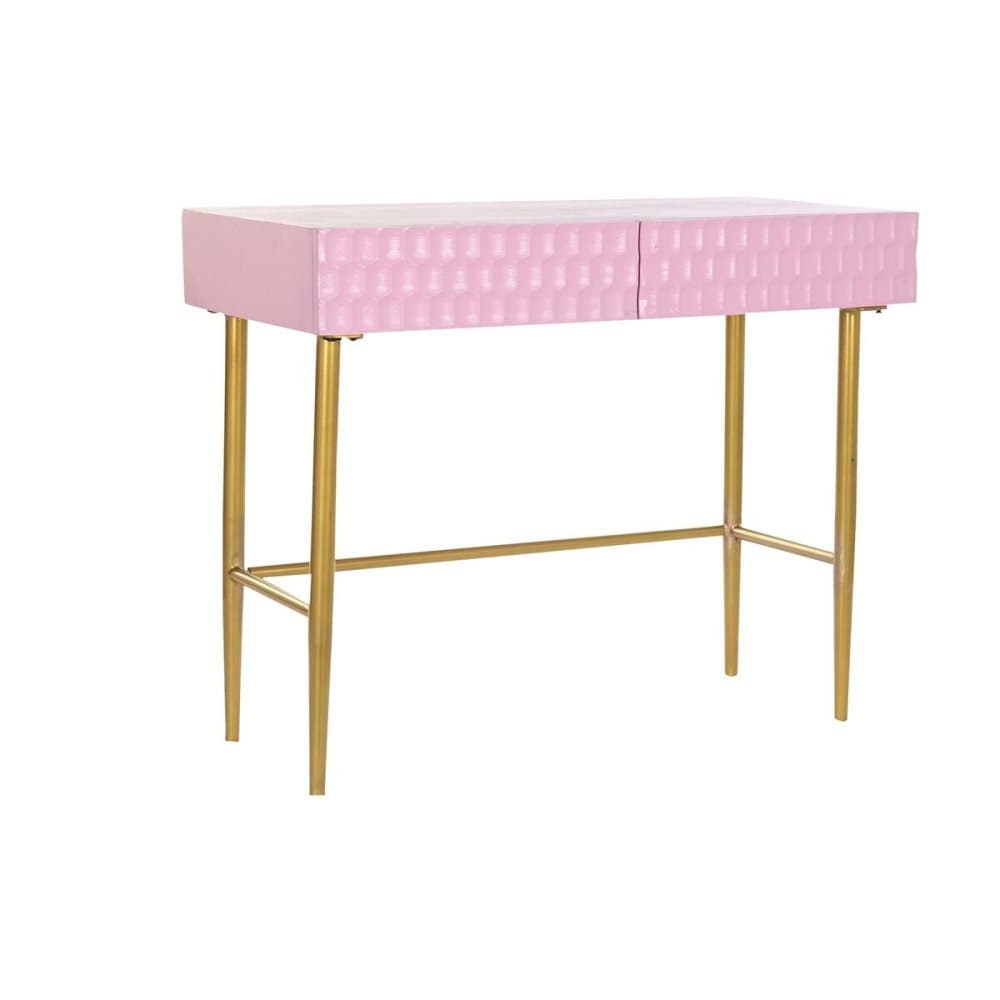 Konsol DKD Home Decor Rosa Gyllene Metall Mangoträ Modern (90 x 45 x 74 cm)