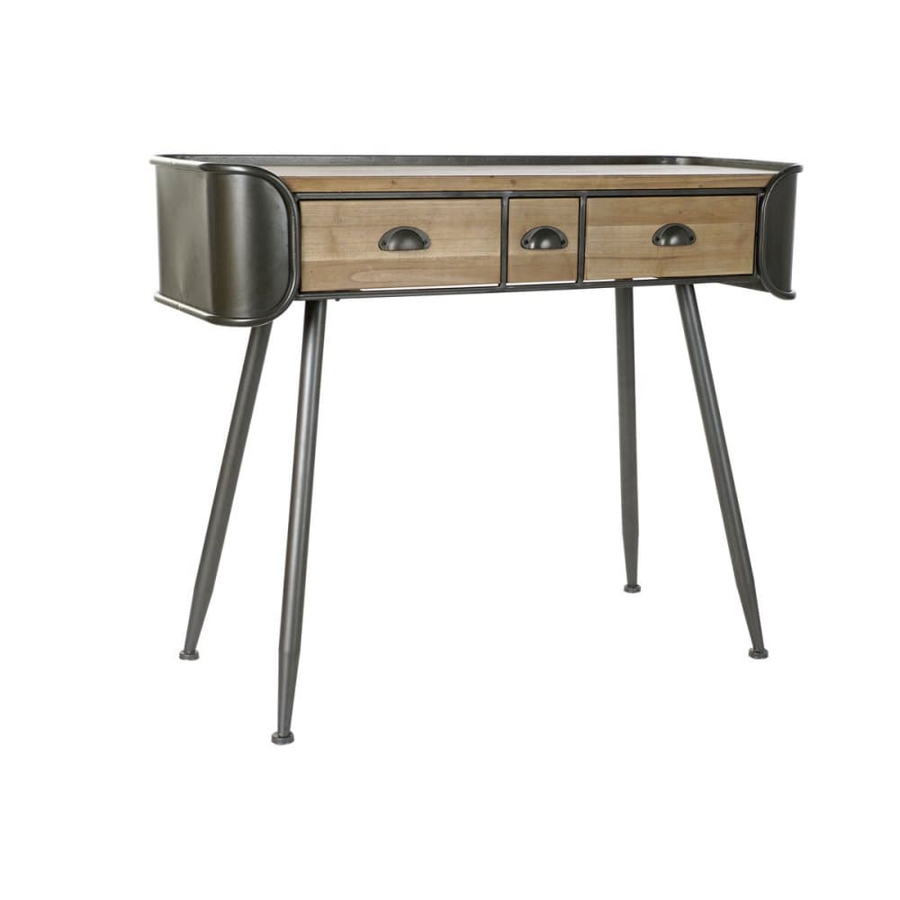 Konsol DKD Home Decor Gran Naturell Grå Metall (103 x 38 x 82,5 cm)