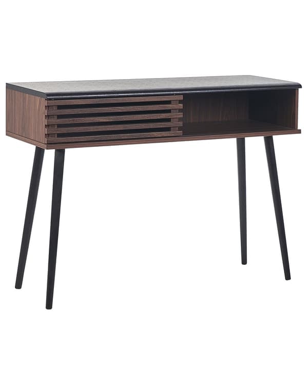 Konsolbord Mørk træfinish 80 x 40 x 110 cm Rustikt skydedørsskab
