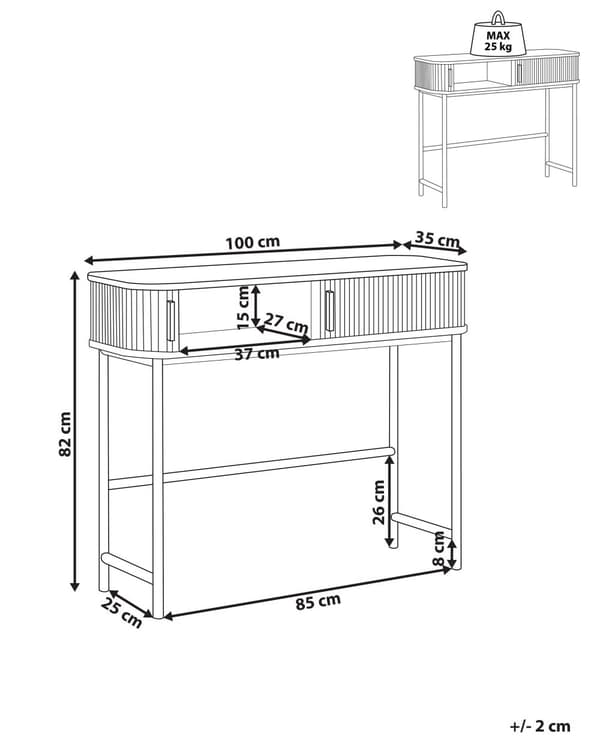 Konsolbord Mørk træfinish 82 x 35 x 100 cm Rustikke skydedøre Skab