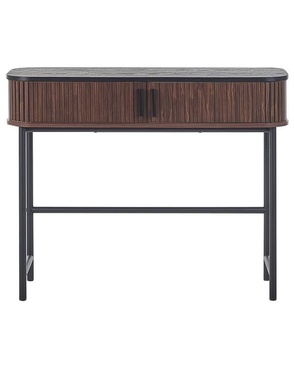 Konsolbord Mørk træfinish 82 x 35 x 100 cm Rustikke skydedøre Skab