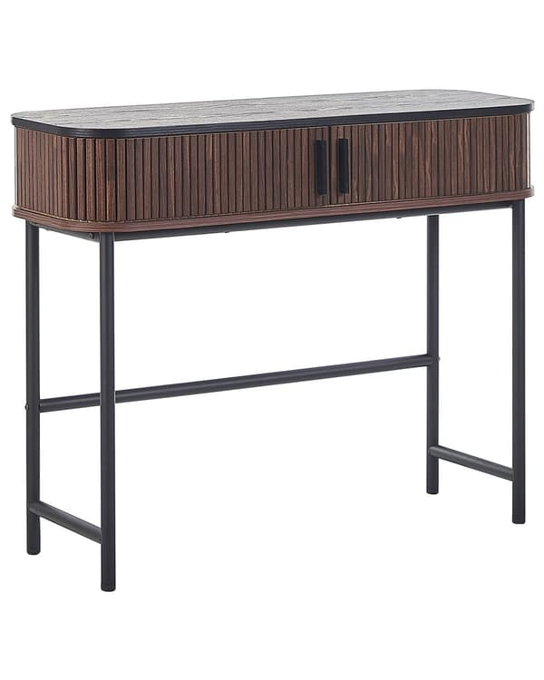Konsolbord Mørk træfinish 82 x 35 x 100 cm Rustikke skydedøre Skab