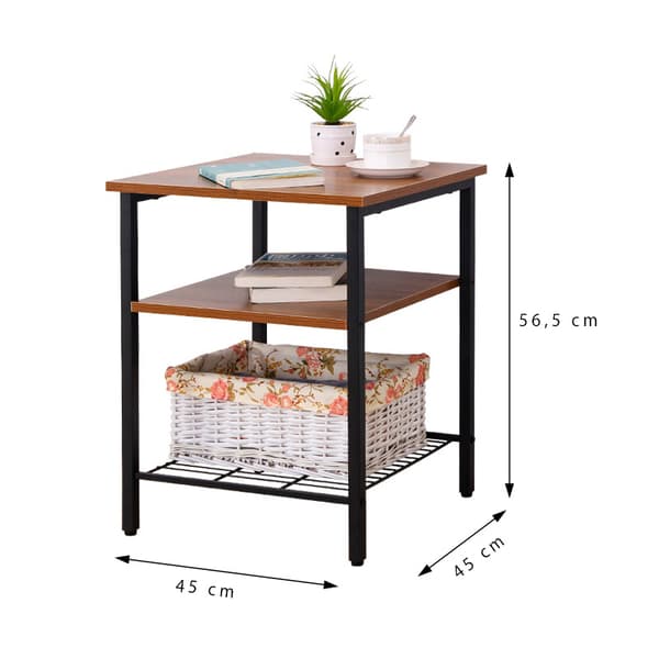 Sidobord - 45 x 45 x 56,5 cm - 3 våningar - industri