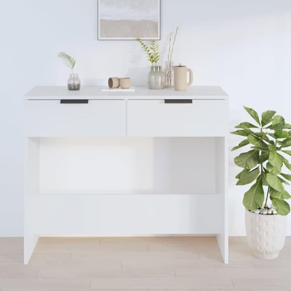 vidaXL Konsollbord hvit 90x36x75 cm konstruert tre