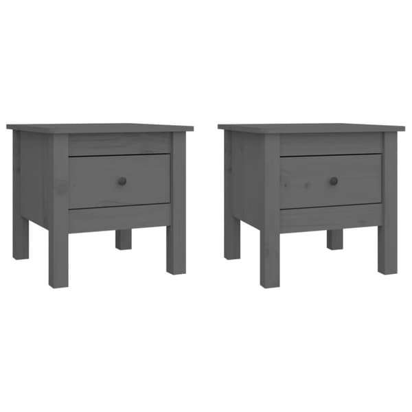 vidaXL Skjenker 2 stk grå 40x40x39 cm heltre furu