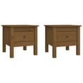 Miniatyrbilde 2 av 11: vidaXL Sidebord 2 stk honningbrun 40x40x39 cm heltre furu
