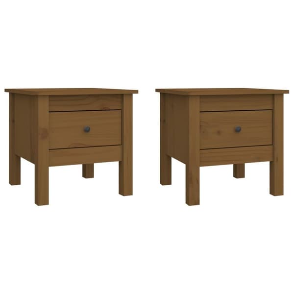 vidaXL Sidebord 2 stk honningbrun 40x40x39 cm heltre furu