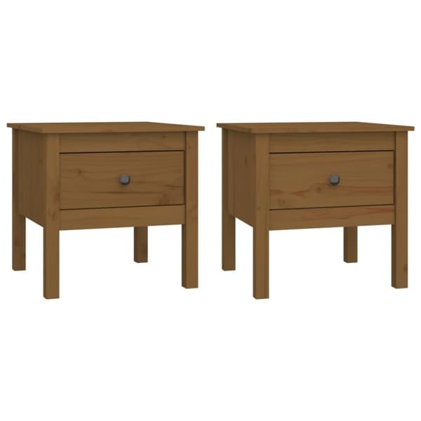 vidaXL Sidebord 2 stk honningbrun 50x50x49 cm heltre furu