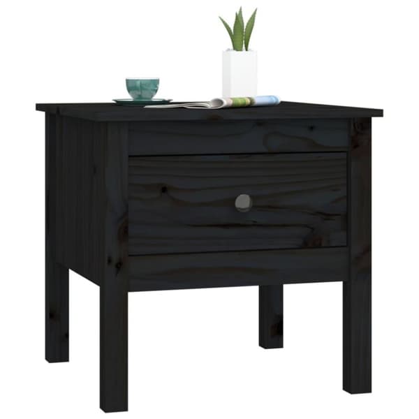 vidaXL Sidobord 2 st svart 50x50x49 cm massivt furuträ