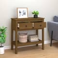 Miniatyrbild 3 av 11: vidaXL Konsolbord honungsbrun 75x35x75 cm massiv furu