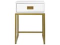 Miniatyrbilde 4 av 7: Sidebord Hvitt med Gullfarget Metallunderstell Oppbevaringsskuff Nattbord Glamour