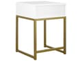 Miniatyrbilde 5 av 7: Sidebord Hvitt med Gullfarget Metallunderstell Oppbevaringsskuff Nattbord Glamour