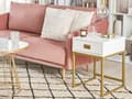 Miniatyrbilde 2 av 7: Sidebord Hvitt med Gullfarget Metallunderstell Oppbevaringsskuff Nattbord Glamour