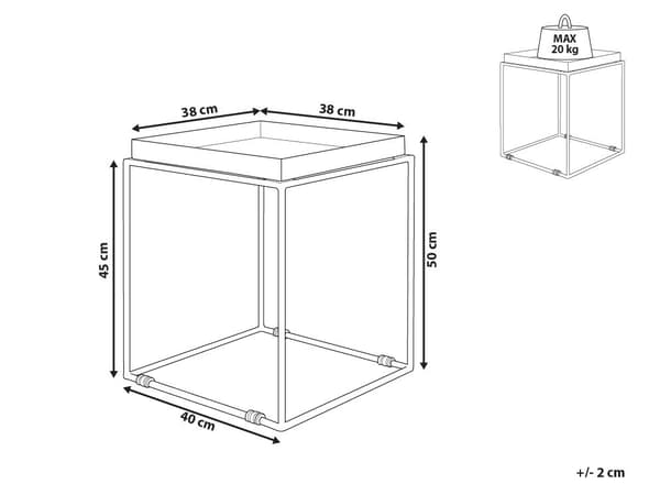 Sidebord Svart Metall 50 x 40 x 40 cm Bordplate Industrielt Aksentbord