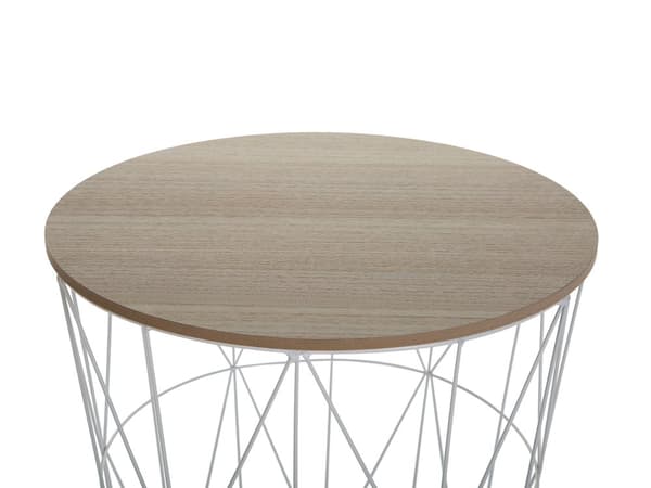 Sidebord i lyst tre med avtakbar topp Gull Metall Oppbevaringstrådkurv Geometrisk Glam