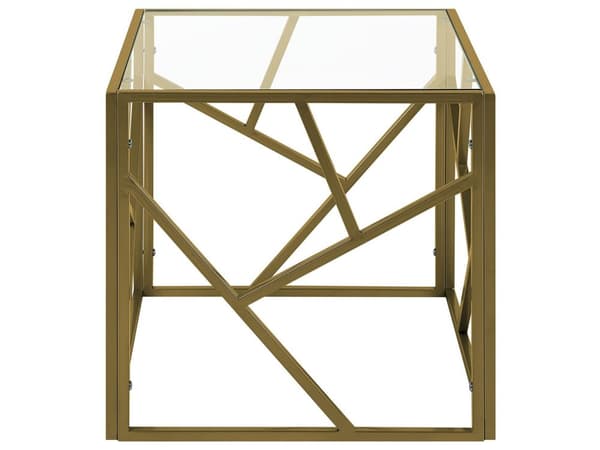 Sidebord Transparent glassplate Gyllen metallramme Kubus 50 x 50 cm Glam Moderne